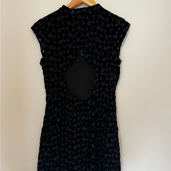 Free People Black Velvet Mini Dress with Floral Texture - Picture 4 of 5
